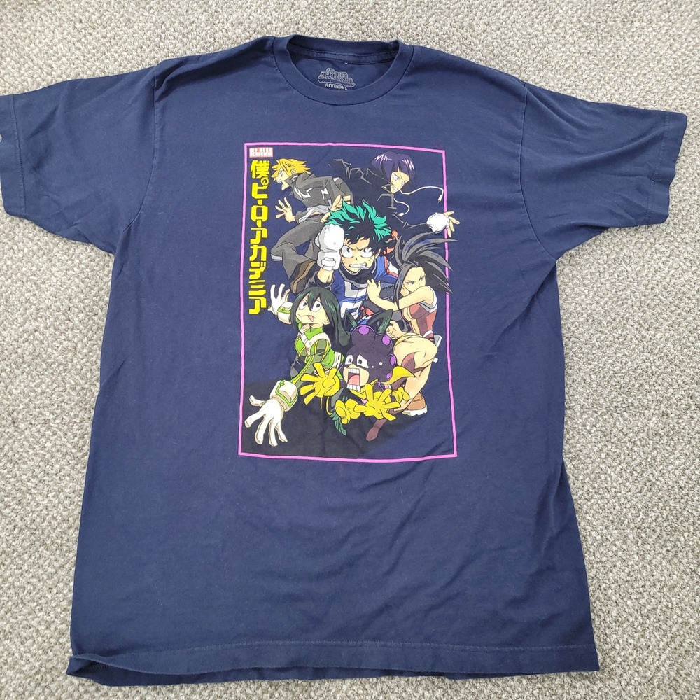 My Hero Academia Funimation Navy Blue Graphic T-Shirt Mens Large Deku Class 1-A